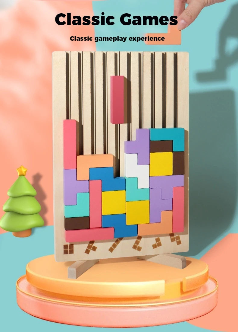 Montessori Wooden Tetris - Educational Fun Toy