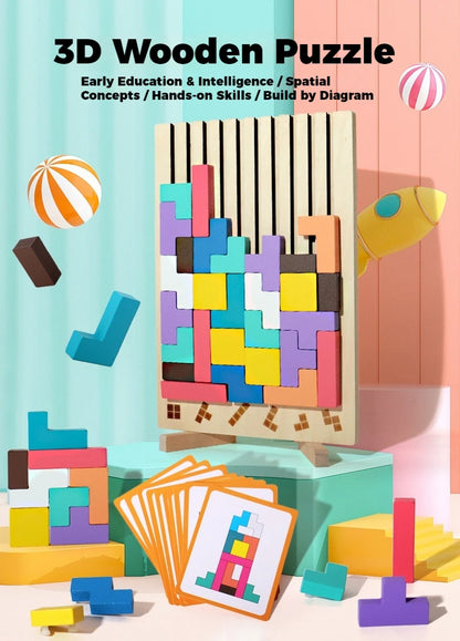 Montessori Wooden Tetris - Educational Fun Toy