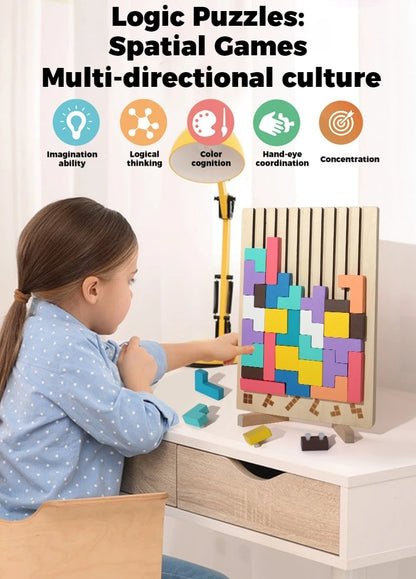 Montessori Wooden Tetris - Educational Fun Toy